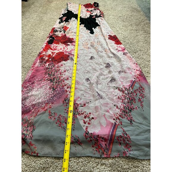 Cato Womens Sleeveless Floral Maxi Dress Size 12 Sheer Overlay Polyester Lined - Picture 5 of 8